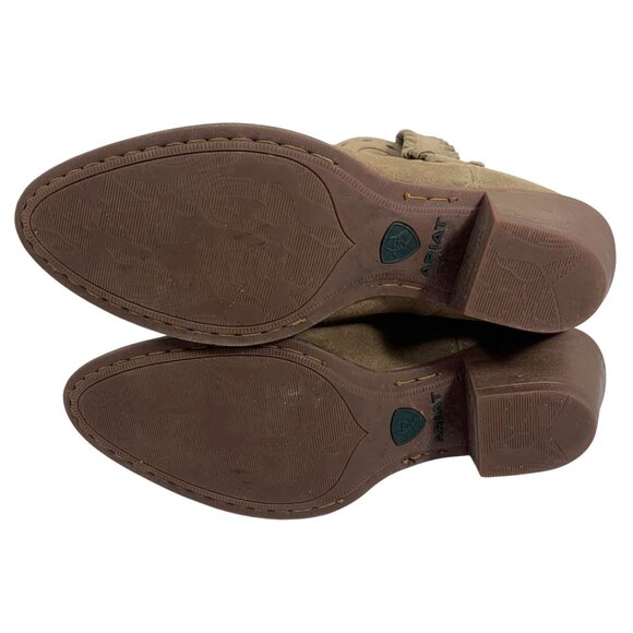 ARIAT Ladies Round Up Rianda Relaxed Shortie Western Boots Beige Suede 9.5B - Picture 6 of 11